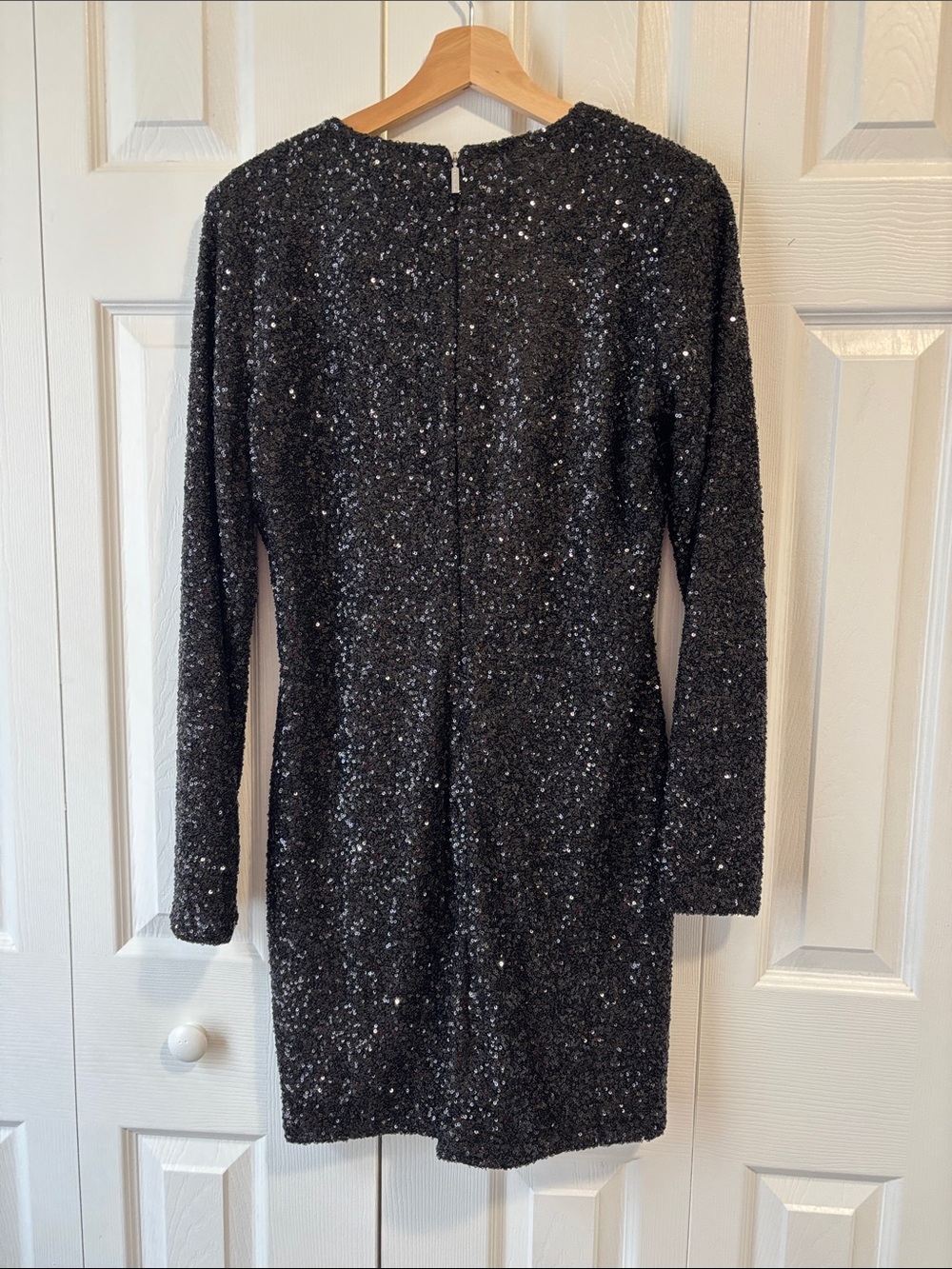 Michael Kors Black Sequin Long-Sleeve Mini Dress
